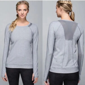 LULULEMON Run for Gold Long Sleeve Shirt Size 6 Gray Heathered Slate